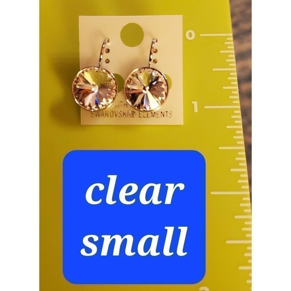 NWT! Swarovski Element Earrings white clear Leverback Dangle Office‎